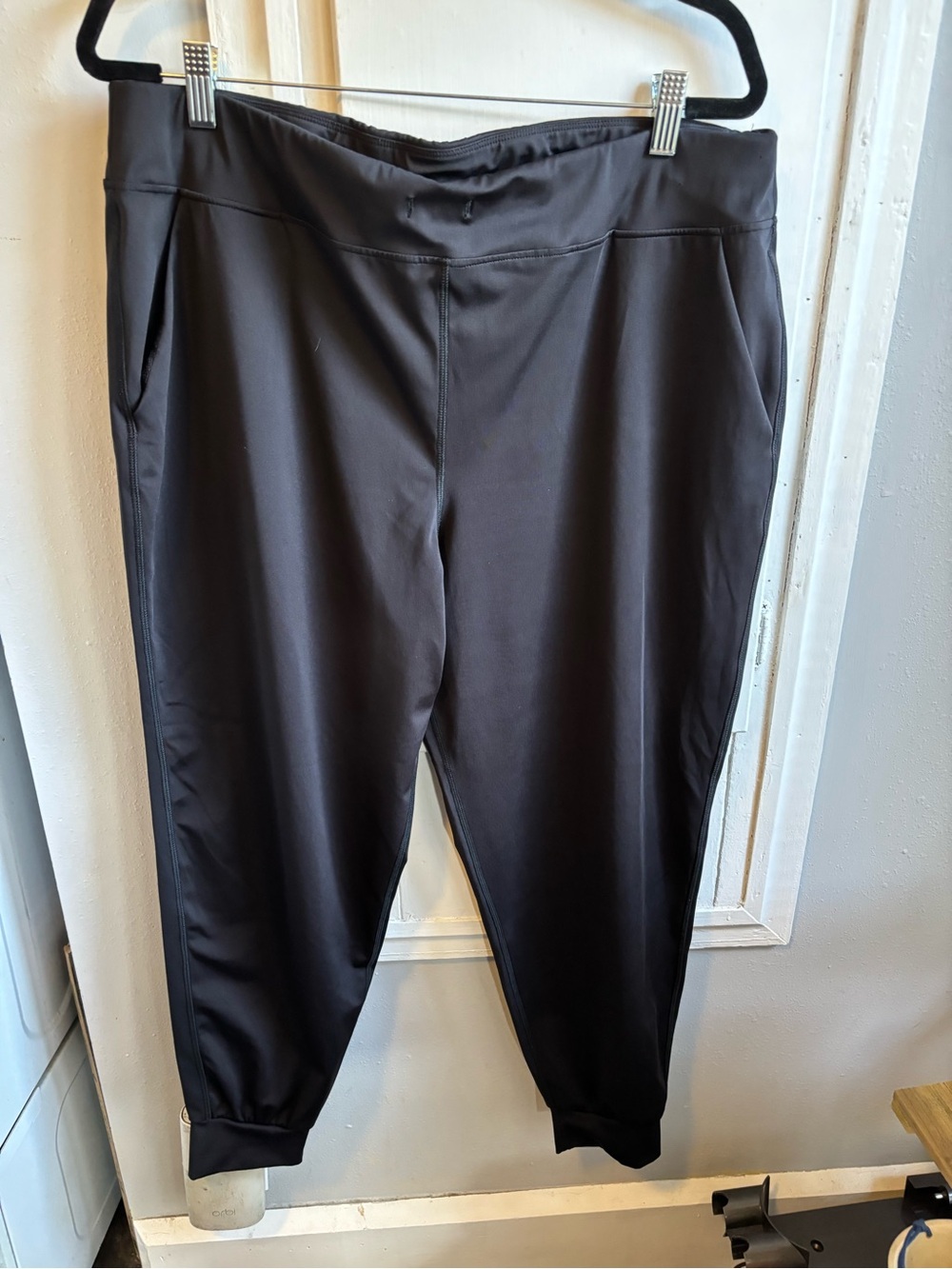 Boston Proper Matte Black Jogger Pants with Ankle Cuffs